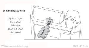 همانطور که دانگل وای فای یالینک مدل WF50 را در تصویر می بینید دارای سرعت انتقال بالا است.