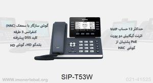 در تصویر زیر گوشی یالینک T53W را مشاهده می کنید که دارای 12 حساب voip است 