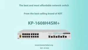 در این تصویر سوئیچ شبکه کی دی تی مدل +KP-1608H4SM را مشاهده می کنید.