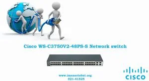 در این تصویر سوئیچ شبکه سیسکو WS-C3750V2-48PS-S را مشاهده می کنید.
