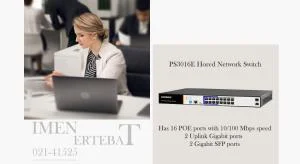 در این تصویر پورت های سوئیچ شبکه هورد PS3016E را مشاهده می کنید.