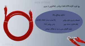 پچ کورد لگراند Cat6 UTP روکش PVC قرمز 2 متری