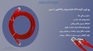 پچ کورد لگراند Cat6 UTP روکش PVC قرمز 3 متری