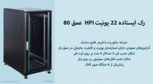 در این تصویر رک ایستاده 22 یونیت HPI عمق 80 با درب شیشه سکوریت فریم فلزی را مشاهده می کنید