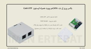 در این تصویر باکس پریز کی نت CAT6 دو پورت همراه کیستون Cat6 UTP را مشاهده می کنید.