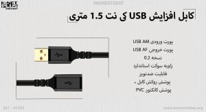 کابل افزایش USB کی نت 1.5 متری مدل KP-CUE2015