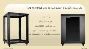 در این عکس رک ایستاده الگونت 16 یونیت عمق 60 مدل LRE-16-60FWS با درب فریم دار شیشه ای مشاهده می کنید