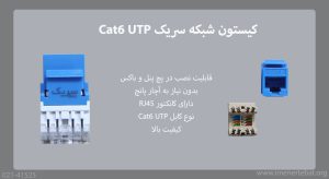 در این تصویر کیستون سریک Cat6 UTP را در رنگ آبی مشاهده می کنید