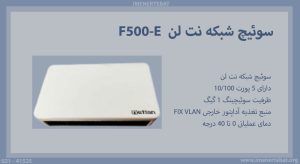 در این تصویر پورت ها و قابلیت های سوئیچ شبکه نت لن F500-Eرا مشاهده می کنید.