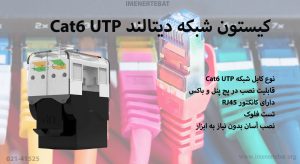 در این تصویر کیستون شبکه دیتالند Cat6 UTP را در رنگ مشکی مشاهده می کنید