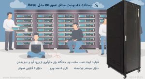 در این تصویر رک ایستاده 42 یونیت مبتکر عمق 80 مدل Base را در رنگ مشکی مشاهده می کنید.