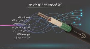 کابل فیبر نوری 6 کور ETK مالتی مود در تصویر قابل مشاهده است.