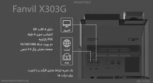 در این تصویر گوشی ویپ Fanvil مدل X303G را با پورت POE مشاهده می کنید