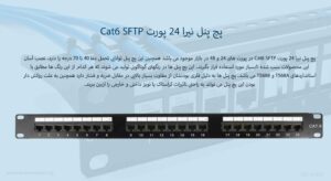 تصویر پچ پنل نیرا 24 پورت Cat6 SFTP را در رنگ مشکی مشاهده می کنید