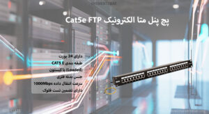 در این تصویر پچ پنل متا الکترونیک Cat5e FTP را مشاهده می کنید.